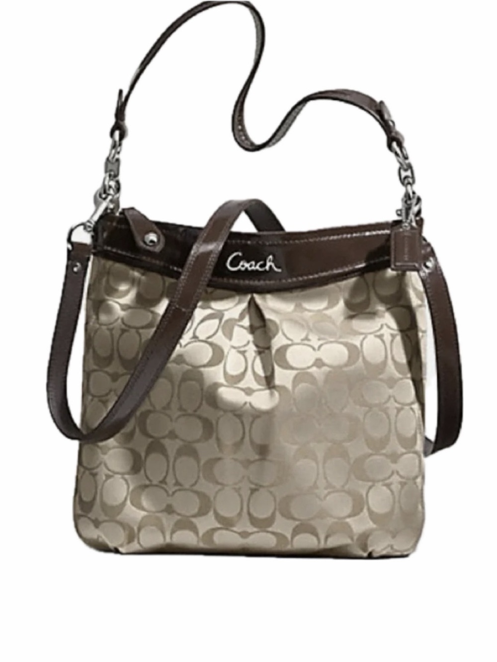 NWT Coach “Ashley” F20111 Beige Signature Canvas Shoulder Bag